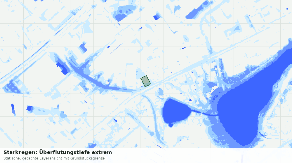 Statische Kartenansicht: Starkregen: Überflutungstiefe extrem