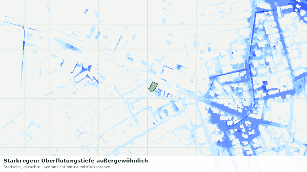 Statische Kartenansicht: Starkregen: Überflutungstiefe außergewöhnlich