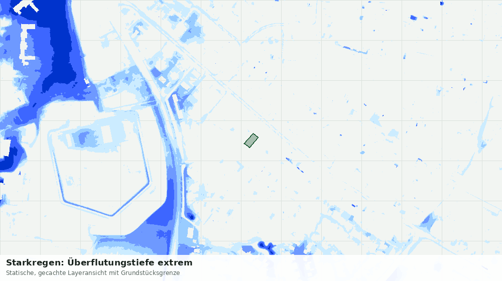 Statische Kartenansicht: Starkregen: Überflutungstiefe extrem