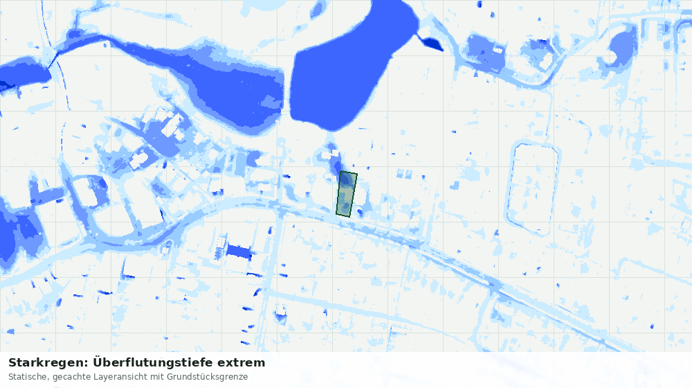 Statische Kartenansicht: Starkregen: Überflutungstiefe extrem