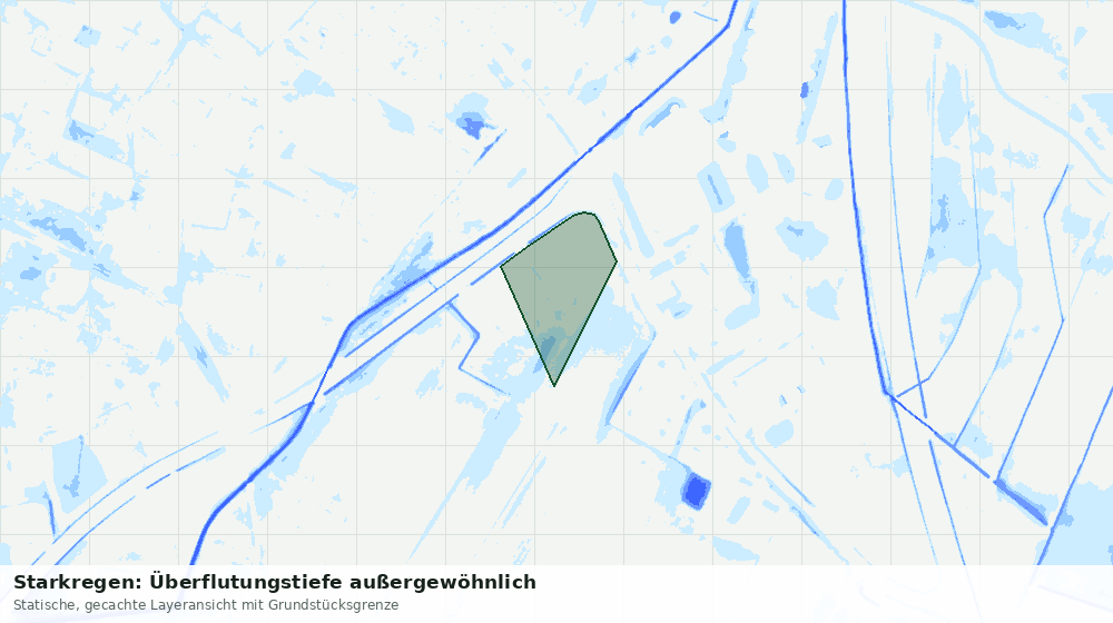 Statische Kartenansicht: Starkregen: Überflutungstiefe außergewöhnlich