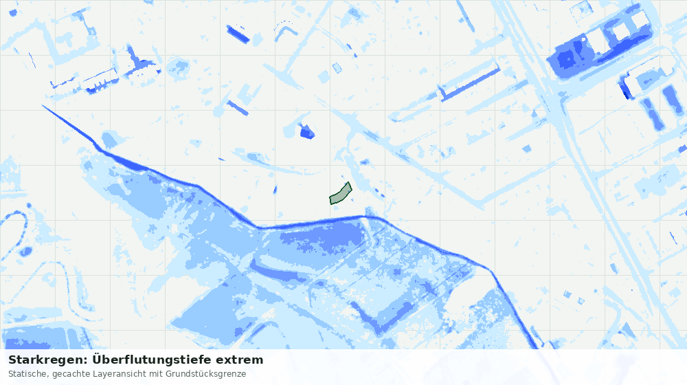 Statische Kartenansicht: Starkregen: Überflutungstiefe extrem