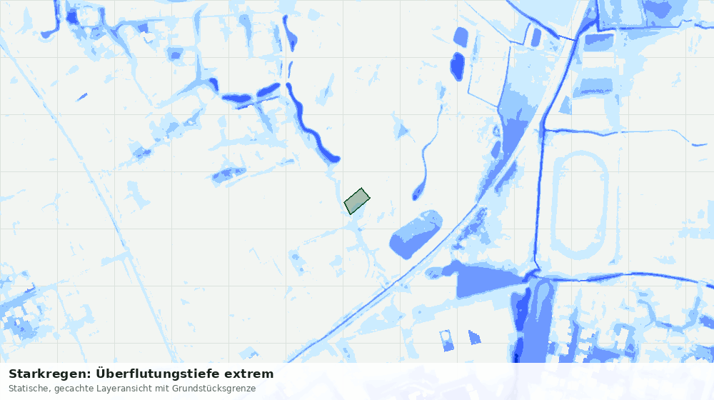 Statische Kartenansicht: Starkregen: Überflutungstiefe extrem