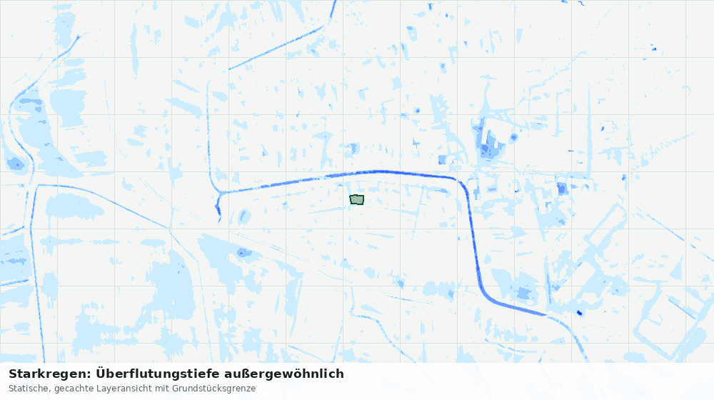 Statische Kartenansicht: Starkregen: Überflutungstiefe außergewöhnlich