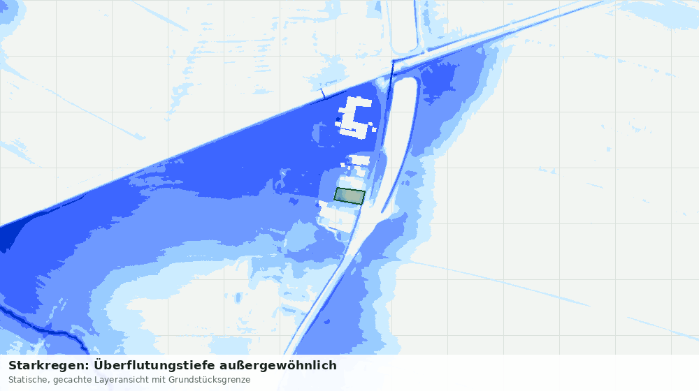 Statische Kartenansicht: Starkregen: Überflutungstiefe außergewöhnlich