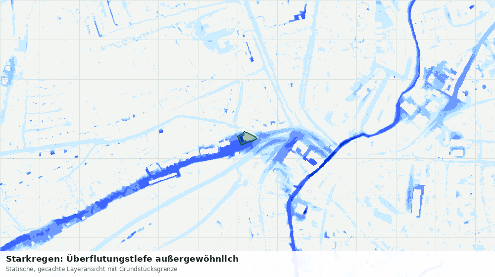 Statische Kartenansicht: Starkregen: Überflutungstiefe außergewöhnlich