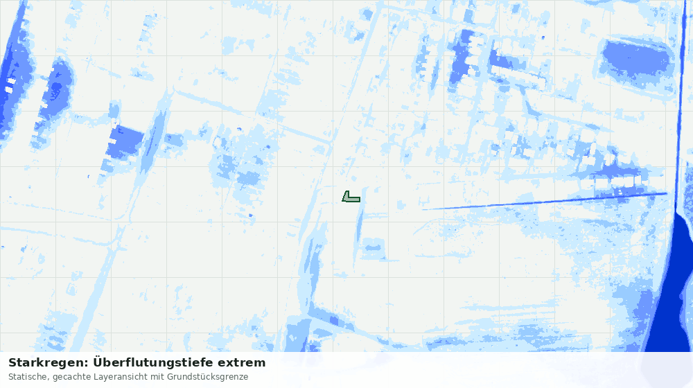 Statische Kartenansicht: Starkregen: Überflutungstiefe extrem