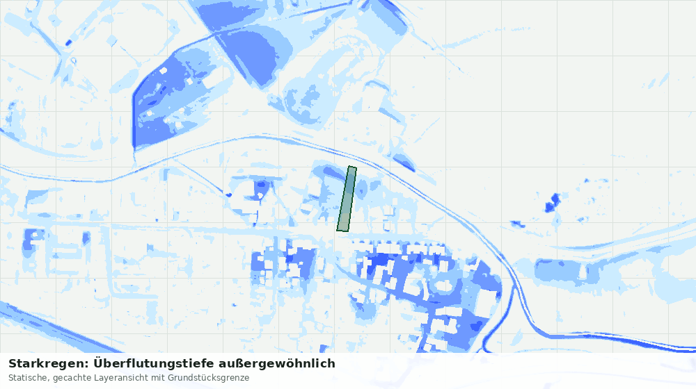 Statische Kartenansicht: Starkregen: Überflutungstiefe außergewöhnlich