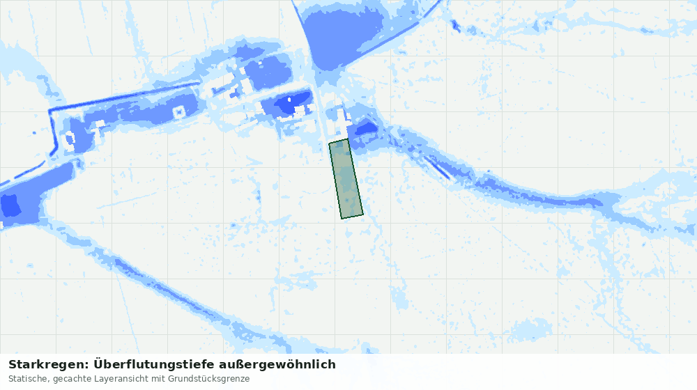 Statische Kartenansicht: Starkregen: Überflutungstiefe außergewöhnlich