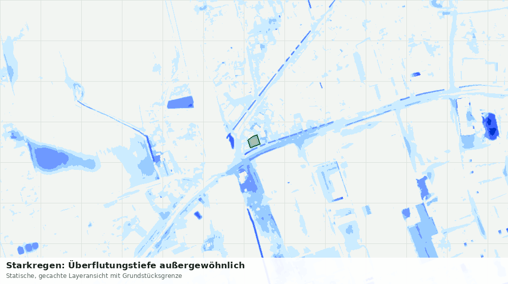 Statische Kartenansicht: Starkregen: Überflutungstiefe außergewöhnlich