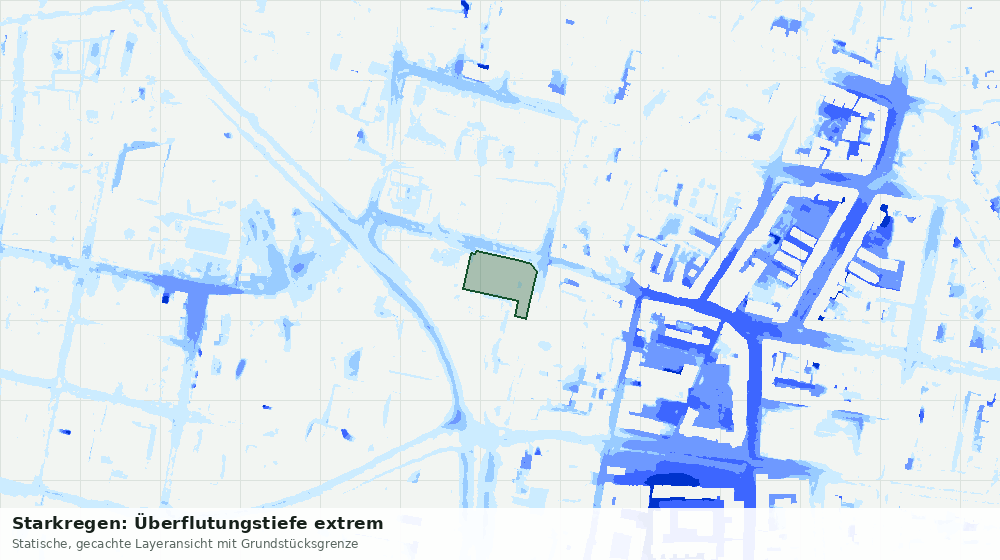 Statische Kartenansicht: Starkregen: Überflutungstiefe extrem