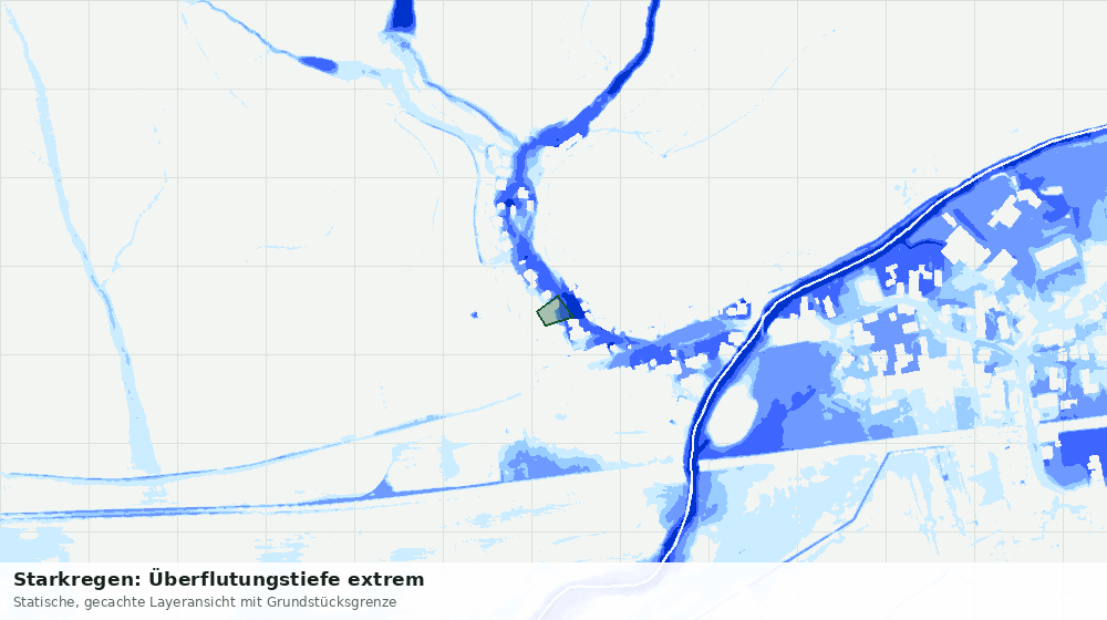 Statische Kartenansicht: Starkregen: Überflutungstiefe extrem
