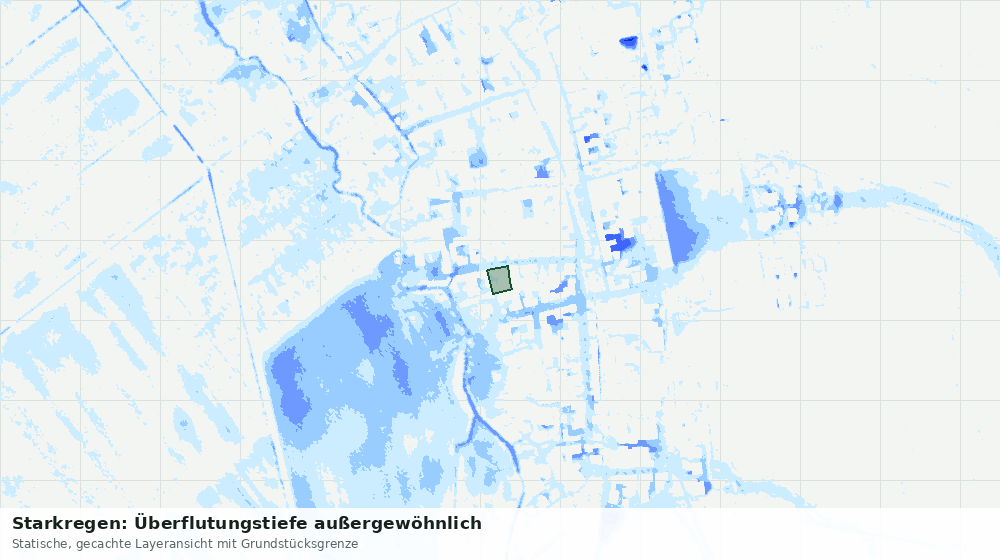 Statische Kartenansicht: Starkregen: Überflutungstiefe außergewöhnlich