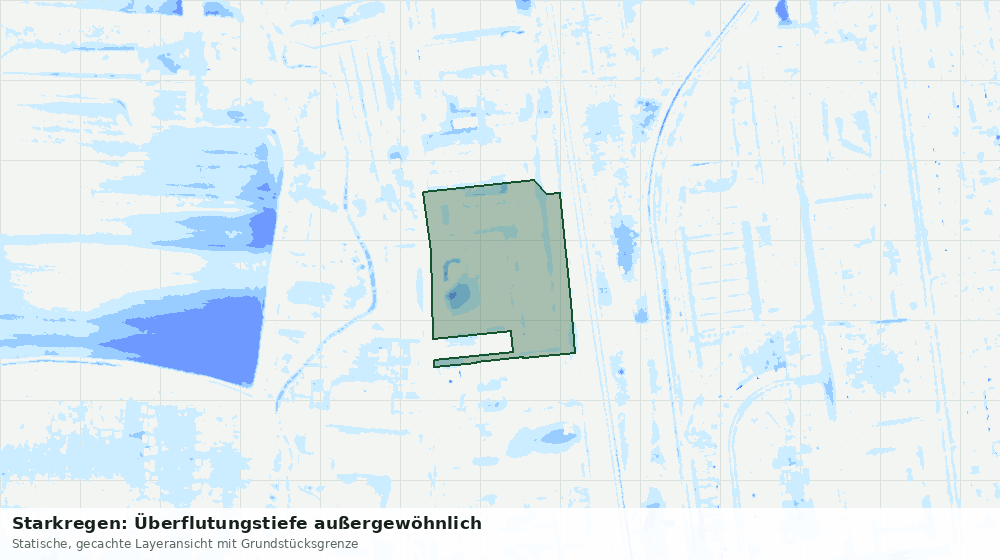 Statische Kartenansicht: Starkregen: Überflutungstiefe außergewöhnlich