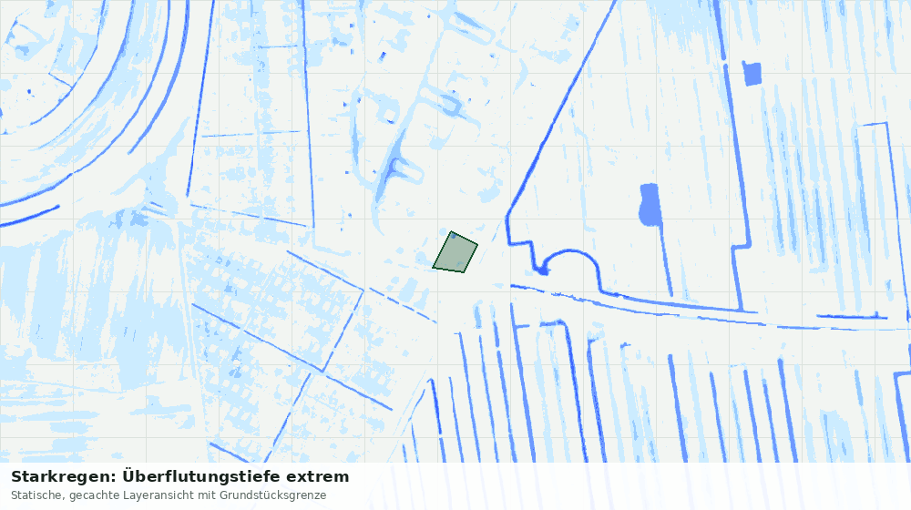 Statische Kartenansicht: Starkregen: Überflutungstiefe extrem