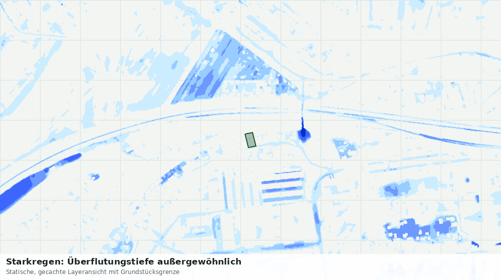 Statische Kartenansicht: Starkregen: Überflutungstiefe außergewöhnlich