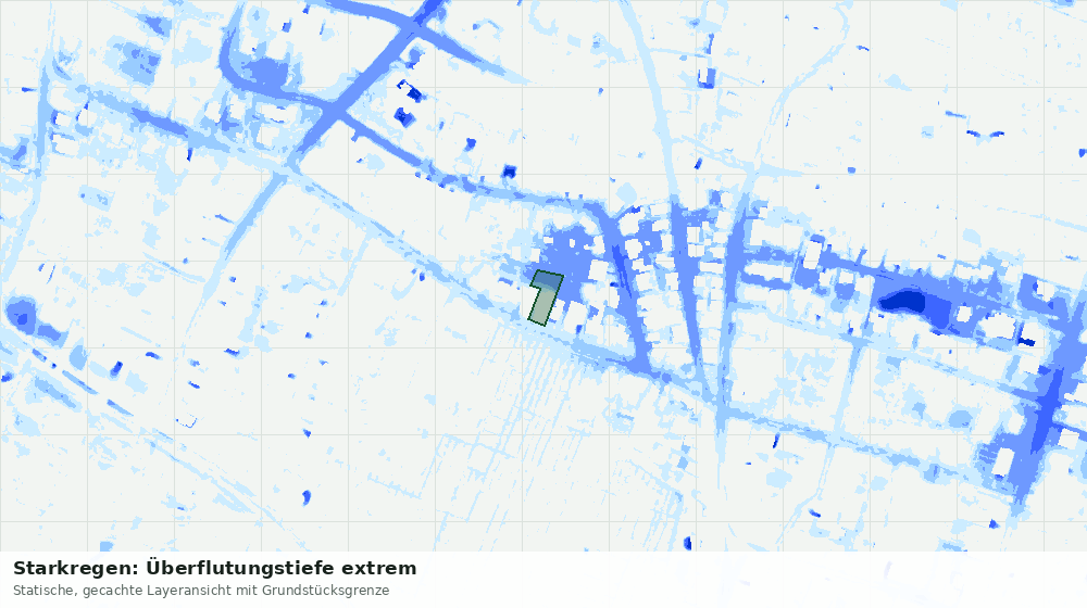 Statische Kartenansicht: Starkregen: Überflutungstiefe extrem