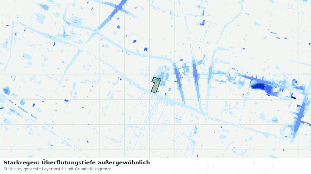 Statische Kartenansicht: Starkregen: Überflutungstiefe außergewöhnlich