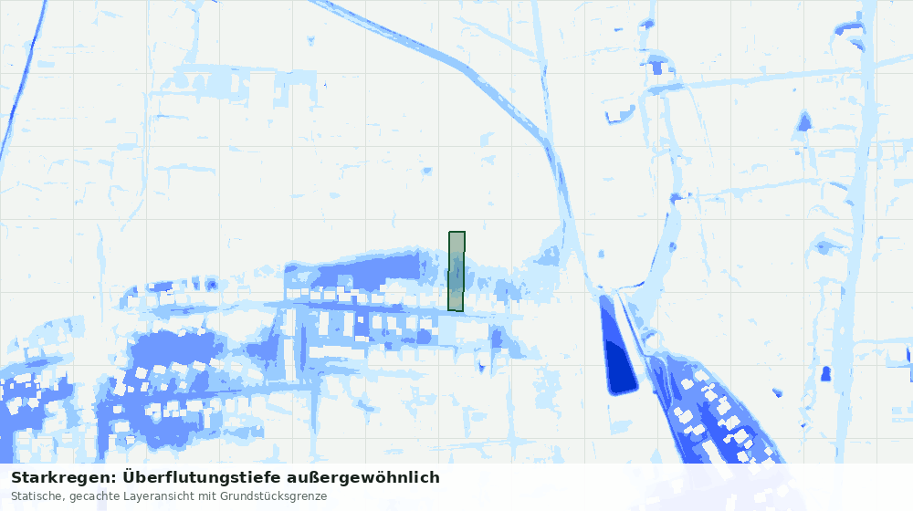 Statische Kartenansicht: Starkregen: Überflutungstiefe außergewöhnlich