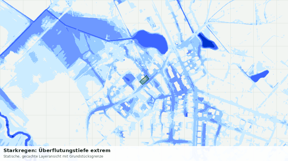 Statische Kartenansicht: Starkregen: Überflutungstiefe extrem