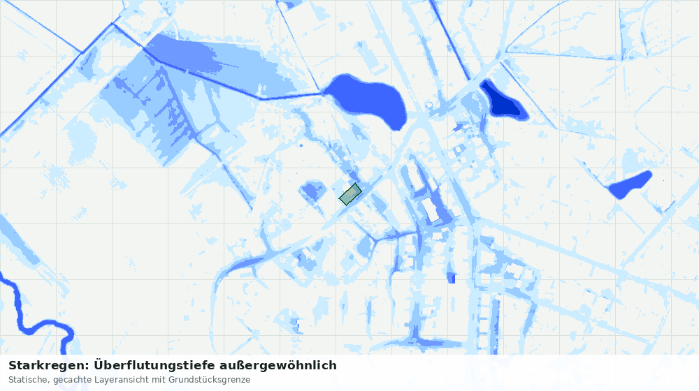 Statische Kartenansicht: Starkregen: Überflutungstiefe außergewöhnlich