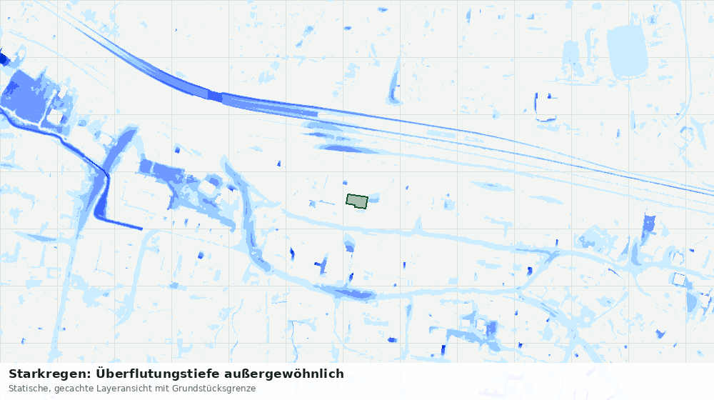 Statische Kartenansicht: Starkregen: Überflutungstiefe außergewöhnlich