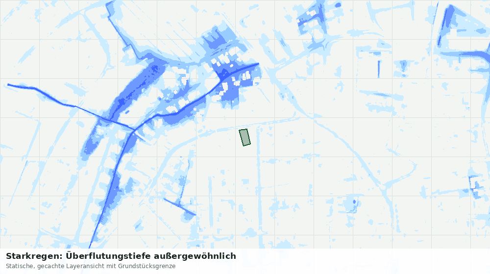 Statische Kartenansicht: Starkregen: Überflutungstiefe außergewöhnlich
