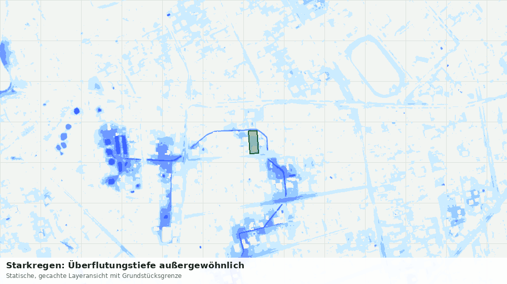 Statische Kartenansicht: Starkregen: Überflutungstiefe außergewöhnlich