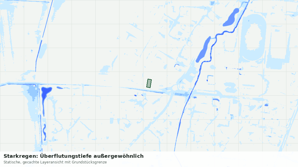 Statische Kartenansicht: Starkregen: Überflutungstiefe außergewöhnlich