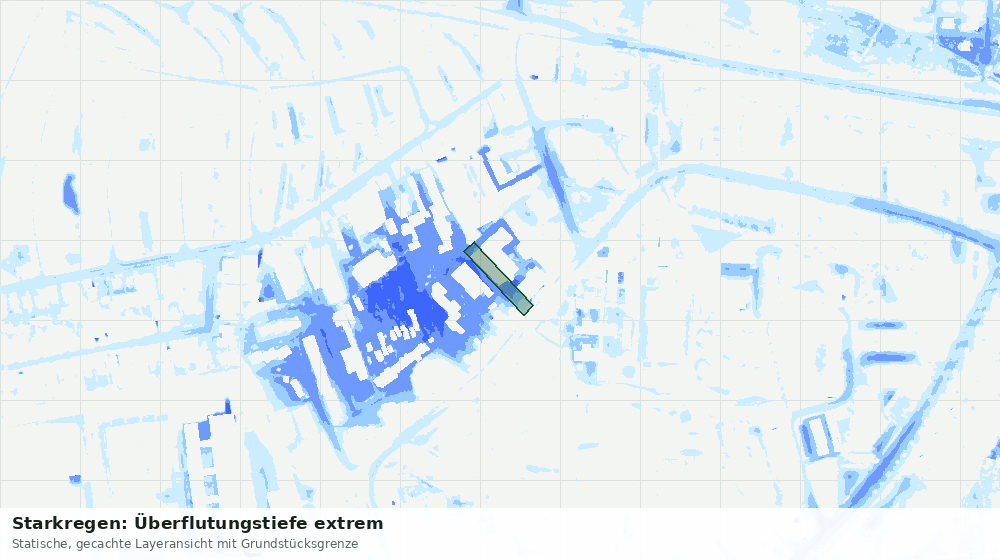 Statische Kartenansicht: Starkregen: Überflutungstiefe extrem