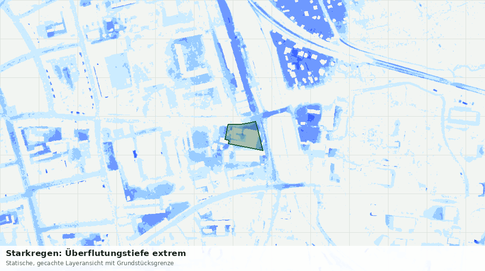 Statische Kartenansicht: Starkregen: Überflutungstiefe extrem