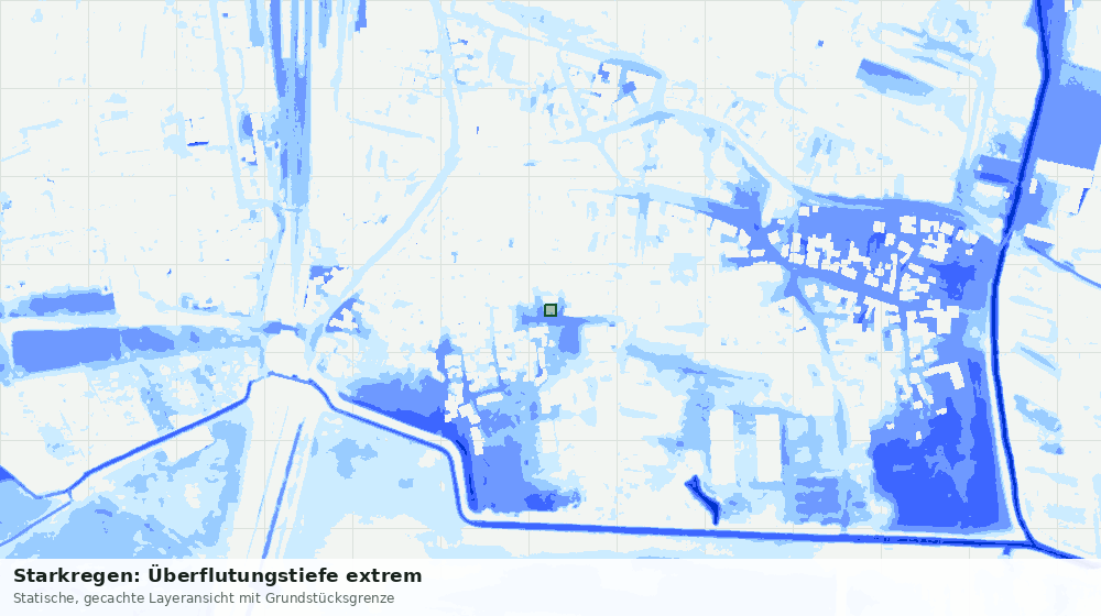 Statische Kartenansicht: Starkregen: Überflutungstiefe extrem