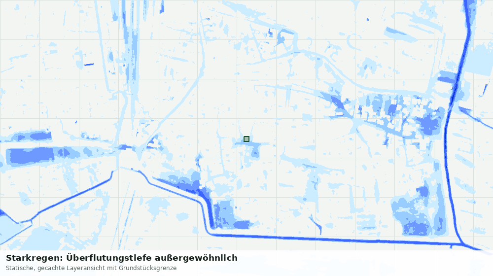 Statische Kartenansicht: Starkregen: Überflutungstiefe außergewöhnlich