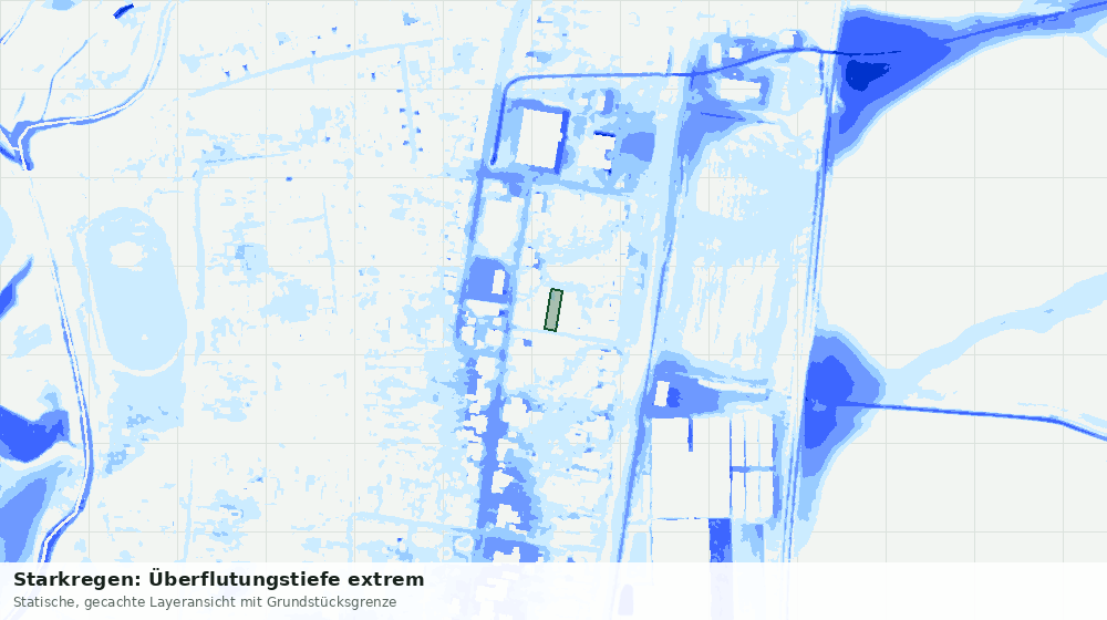 Statische Kartenansicht: Starkregen: Überflutungstiefe extrem