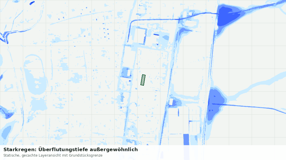 Statische Kartenansicht: Starkregen: Überflutungstiefe außergewöhnlich
