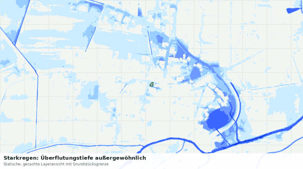 Statische Kartenansicht: Starkregen: Überflutungstiefe außergewöhnlich