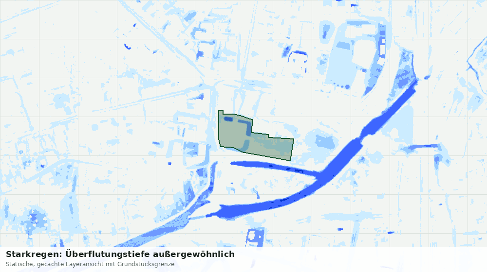 Statische Kartenansicht: Starkregen: Überflutungstiefe außergewöhnlich