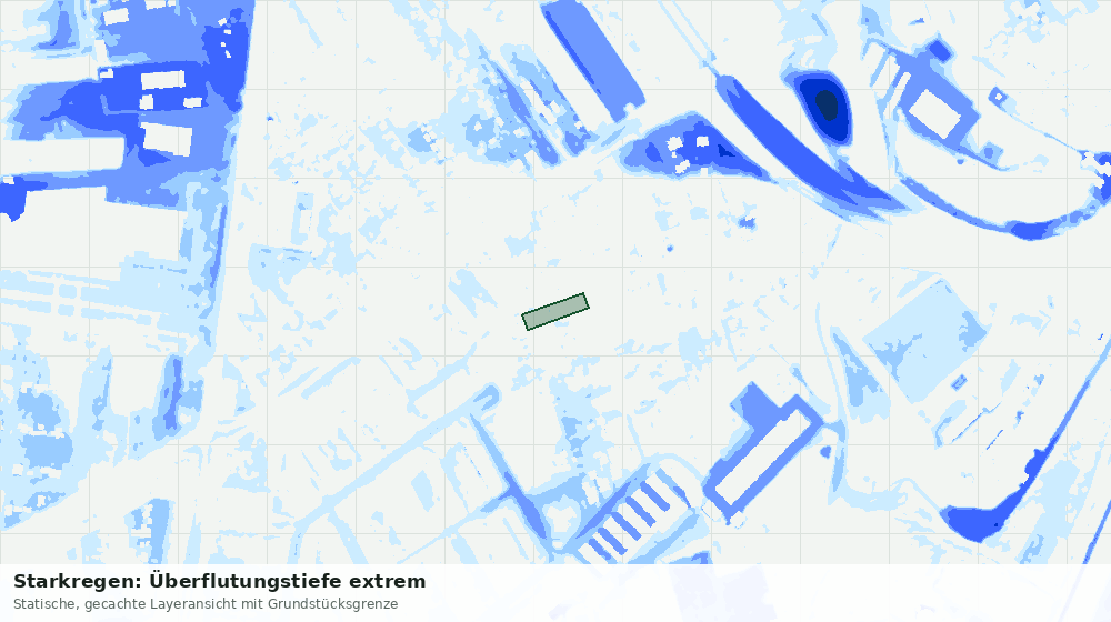 Statische Kartenansicht: Starkregen: Überflutungstiefe extrem