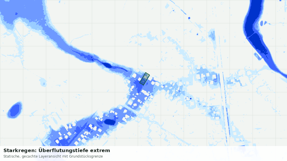 Statische Kartenansicht: Starkregen: Überflutungstiefe extrem