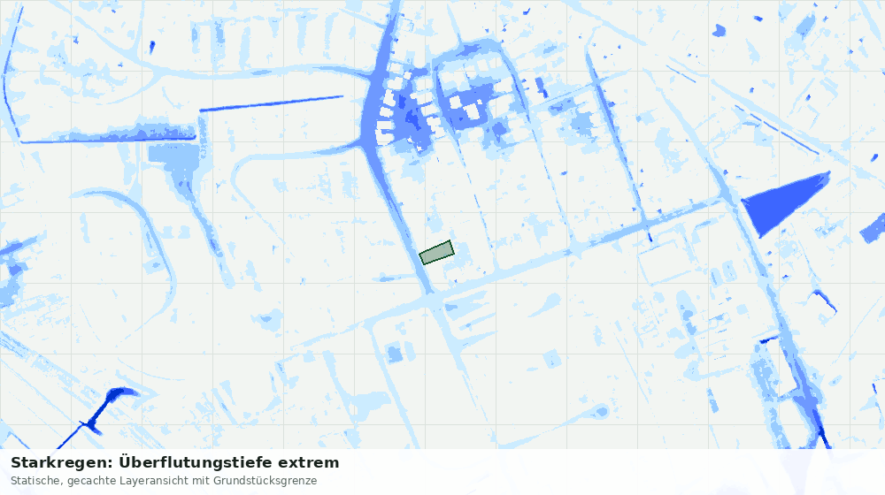 Statische Kartenansicht: Starkregen: Überflutungstiefe extrem