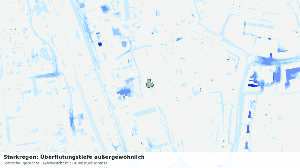 Statische Kartenansicht: Starkregen: Überflutungstiefe außergewöhnlich