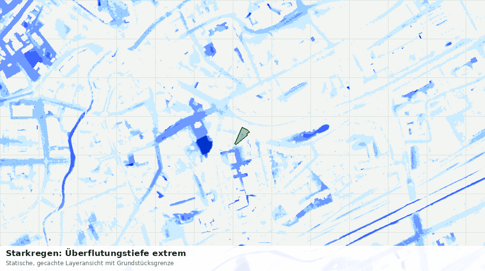 Statische Kartenansicht: Starkregen: Überflutungstiefe extrem