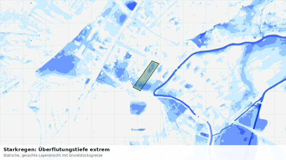 Statische Kartenansicht: Starkregen: Überflutungstiefe extrem