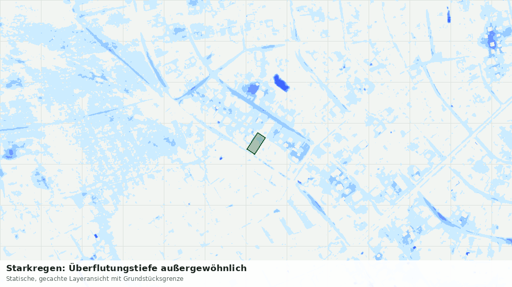 Statische Kartenansicht: Starkregen: Überflutungstiefe außergewöhnlich