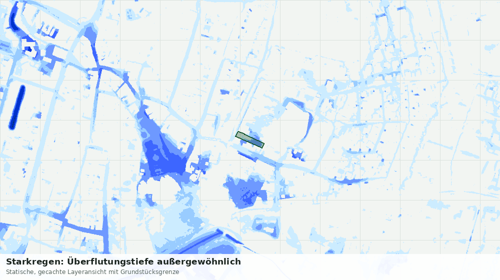 Statische Kartenansicht: Starkregen: Überflutungstiefe außergewöhnlich