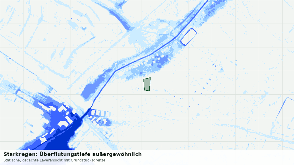 Statische Kartenansicht: Starkregen: Überflutungstiefe außergewöhnlich