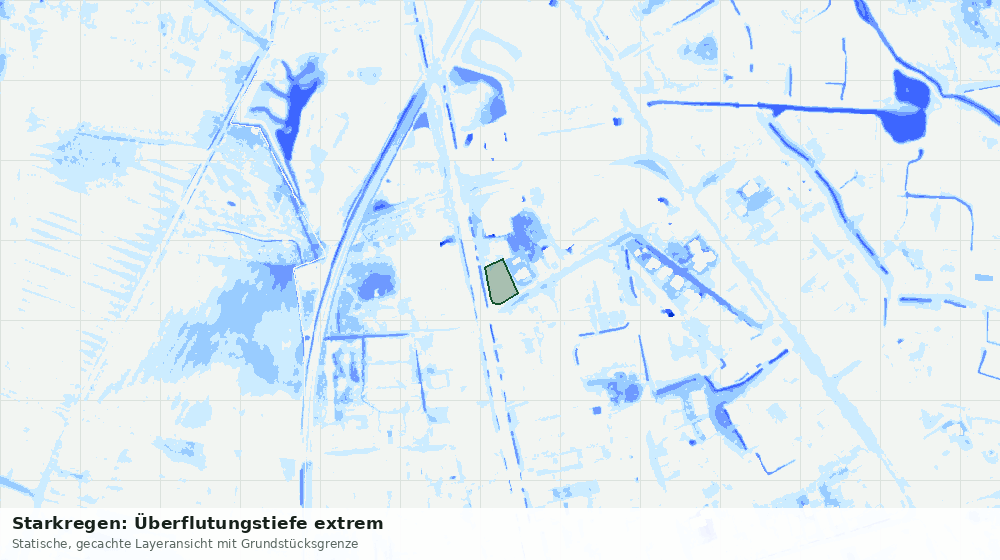 Statische Kartenansicht: Starkregen: Überflutungstiefe extrem