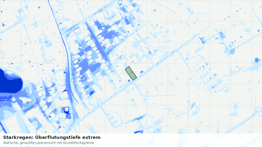 Statische Kartenansicht: Starkregen: Überflutungstiefe extrem