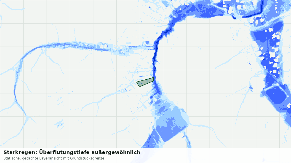 Statische Kartenansicht: Starkregen: Überflutungstiefe außergewöhnlich