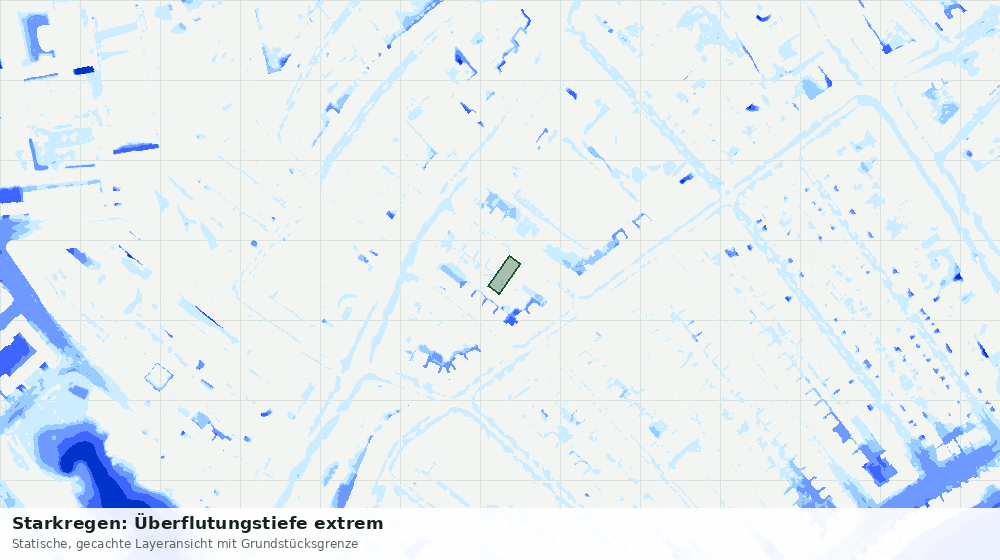 Statische Kartenansicht: Starkregen: Überflutungstiefe extrem